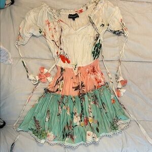 HEMANT & NANDITA White and Orange Dress